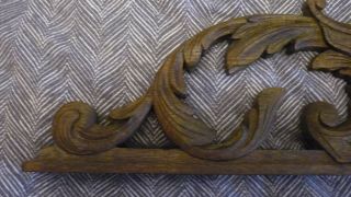 Antique French pediment fronton oak wood carved 3