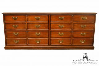 Sligh Furniture Solid Cherry Chippendale 74 " Double File Cabinet Credenza 1418 - 3