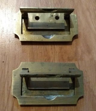 ANTIQUE VINTAGE OLD BRASS WRITING SLOPE BOX BRASS HANDLES PAIR 2