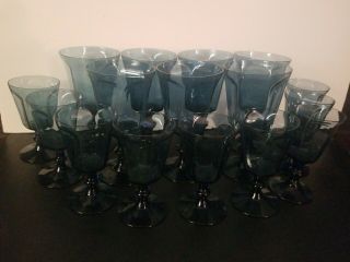 Lenox Usa Antique Dark Blue Water Goblet And Wine Glass (16qty)