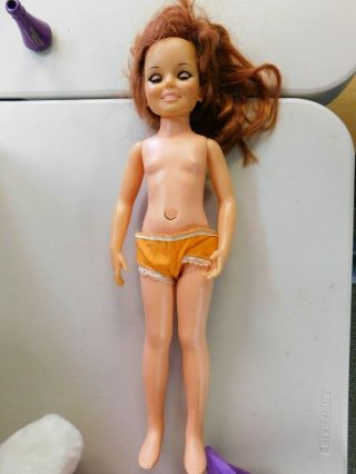 Vintage 18 " Ideal 1969 Crissy Doll With Hair That Grows Only Has Underwear Vg,