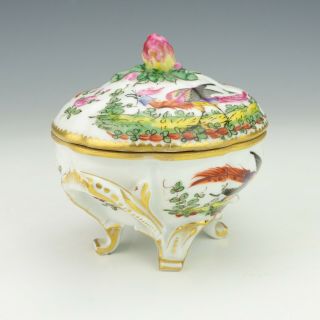 Antique Samson Porcelain - Hand Painted Exotic Birds Lidded Box - Unusual 4