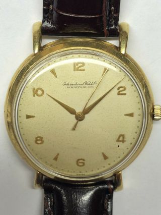 Vintage 18k Gold Iwc Schaffhausen Mechanical Wristwatch C.  1955