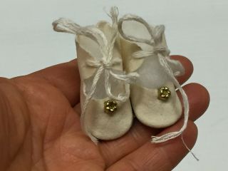 Vintage Cloth Doll Shoes 1 - 5/8 " For German French Bisque Antique Or Vintage - Doll