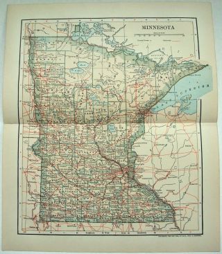 1903 Map Of Minnesota By Dodd Mead & Company.  Antique