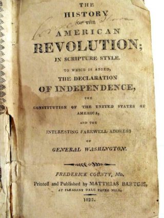 Antique History Of The American Revolution Printed M Bartgis Frederick Md C1823