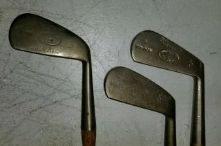 Antique MACGREGOR Dayton Hickory Shafted Mashie Mid - Iron Irons Set Golf Clubs 2