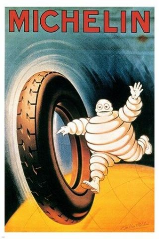 Classic Michelin Vintage Ad Poster 1925 Famous Tire Trademark Bold 24x36