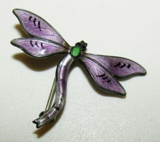 Iconic,  Antique,  Ja&s Signed,  English Sterling Silver Dragonfly Enamel Brooch