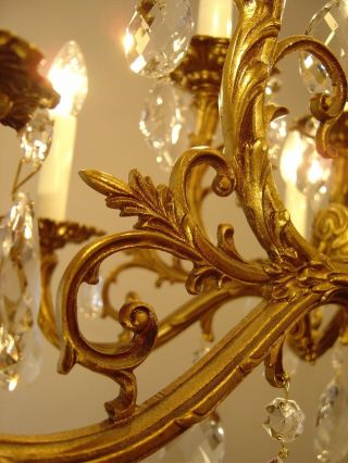 gold bronze crystal chandelier fixtures ceiling lamp 12 light lustre old 11