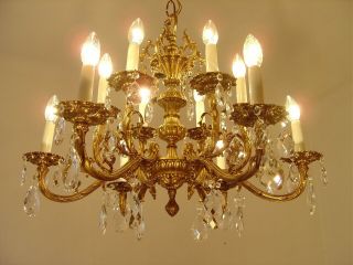 Gold Bronze Crystal Chandelier Fixtures Ceiling Lamp 12 Light Lustre Old