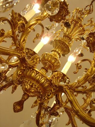 gold bronze crystal chandelier fixtures ceiling lamp 12 light lustre old 2