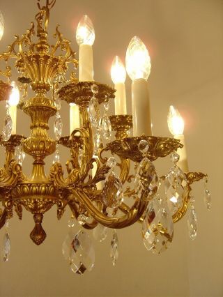 gold bronze crystal chandelier fixtures ceiling lamp 12 light lustre old 3