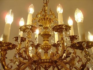 gold bronze crystal chandelier fixtures ceiling lamp 12 light lustre old 5