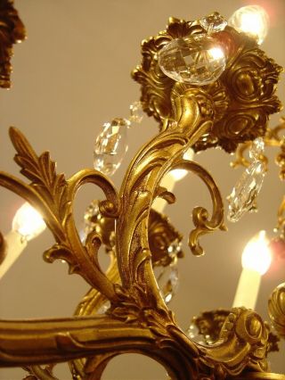 gold bronze crystal chandelier fixtures ceiling lamp 12 light lustre old 7
