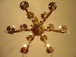 gold bronze crystal chandelier fixtures ceiling lamp 12 light lustre old 8