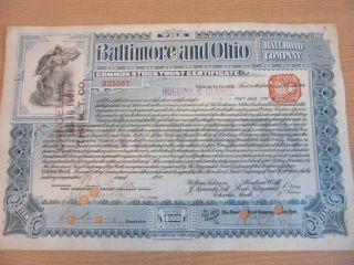Antique Baltimore & Ohio B&o Railroad Stock Certificate 1900,  10 Shares $1000