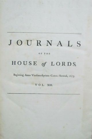 Journals Of The House Of Lords 1675 - 1680 Large Folio Antique In English