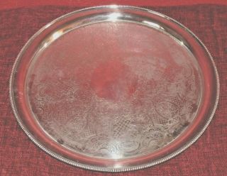 Vintage Mappin And Webb Silver Plate On Copper Large Round Tray