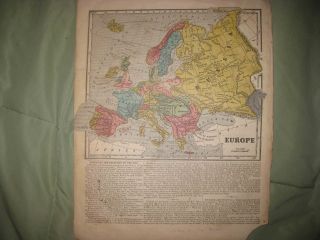 Antique 1844 Europe Morse Map Russia Huge Austria Poland Turkey Italy France Nr
