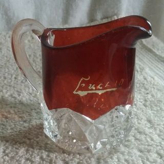 Antique 1900 Euclid Beach Flash Glass Ruby Crystal Souvenir Mini Creamer