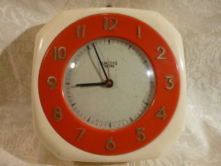 Smiths Sectric Electric Kitchen Wall Clock Cream Red Gold Bakelite - To Rewire
