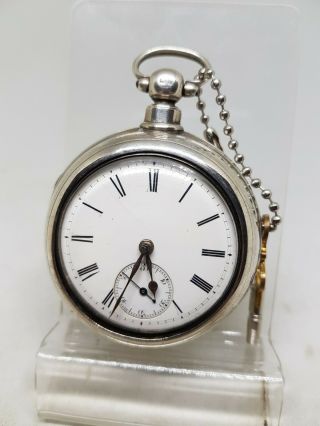 Servised Antique Solid Silver Pair Cased Fusee London Pocket Watch 1883 Ref570