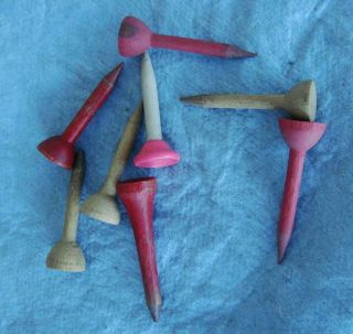 Antique Golf Tees: Group Of 8; 7 Wood & 1 Celluloid