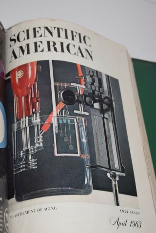 Vintage 1963 Complete Set of 12 Scientific American Magazines w/Binders 5