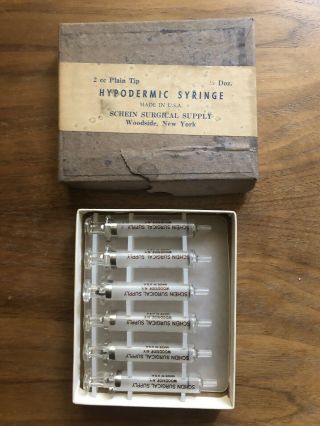 Vintage Antique Glass Syringes Medical Instrument Tool Set Of 6