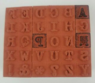 Antique Alphabet Uppercase Wood Mounted Rubber Stamps Image Tree EK Success 3