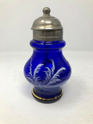 Antique Mary Gregory Cobalt Blue Syrup Pitcher 2