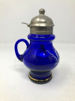 Antique Mary Gregory Cobalt Blue Syrup Pitcher 3