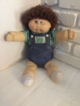 Vintage Cabbage Patch Kid Doll Boy W/jumper Blue Eyes 1984
