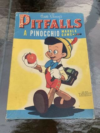 Antique Walt Disney’s Pitfalls A Pinocchio Marble Game 1939
