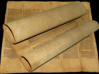 Torah Scroll Bible Jewish Fragment 250 Yrs Old From Iraq Book Of Numbers.