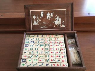 Antique Bone And Bamboo Mahjong Set Complete
