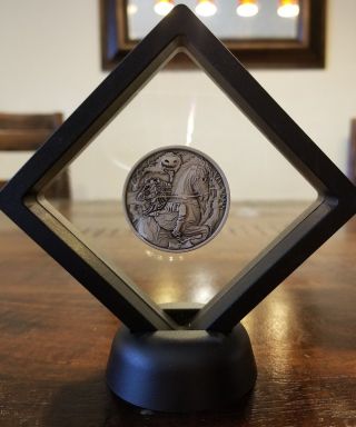 Headless Horseman 2 Oz.  999 Silver Coin Antiqued Sleepy Hollow Ny Ghost Framed