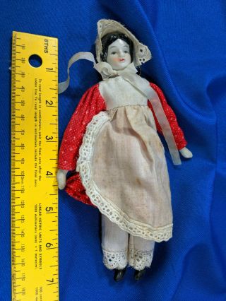 Antique German Bisque Porcelain 8 " Doll Clothing Xmas Ornament Vtg Rare