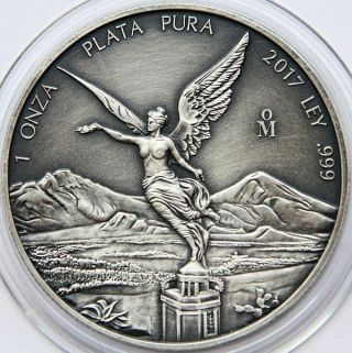 Mexico 2017 Libertad 1 Oz Silver Antique Finish Only Few Available