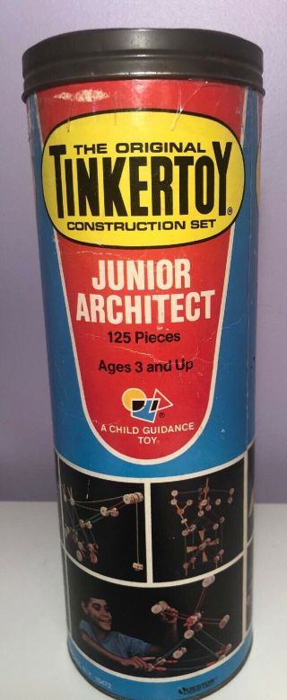 Vtg 1972 The Tinkertoy Set 136 Junior Architect 92 Of 125 Parts