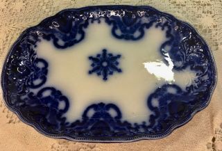 Antique Flow Blue Wharf Pottery Knox Pattern Platter 10 3/4 " X 7 1/2