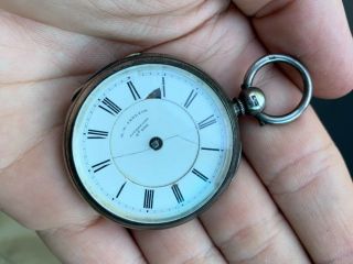 Rare Vintage Antique English Fusee Sterling Silver Key Wind Pocket Watch