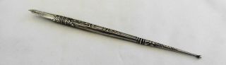 Antique.  800 Silver Art Deco Style Dip Pen 7 1/4 " With Fifth Avenue Nib