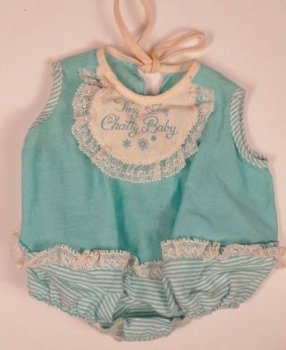 Vintage Mattel 1962 Tiny Chatty Baby Outfit,  Light Blue Romper