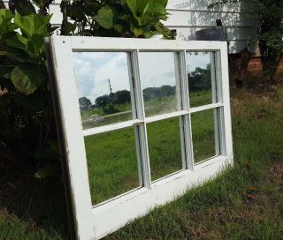 Salvaged Antique Window Sash - 6 Pane Small 28x20 With Mirror Panes Rustic
