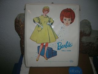 Vintage Barbie Doll Suitcase 1963 Bubblecut Rare Yellow Coat Case White Htf