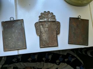 3 Tin Framed Pre Columbian Mexico Christian Religious Art ancient antique 5