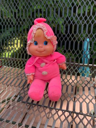 Vintage 1970 Mattel 12 " Baby Beans Doll Neon Pink - Adorable