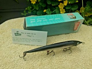 Vintage Heddon " Pal " 333 - 1 Silver Minnow - Unfished W/box W/ Papers